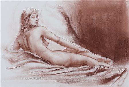 SILVESTRO PISTOLESI Firenze 28/11/1943 Nudo sanguigna su carta cm. 39x57,...