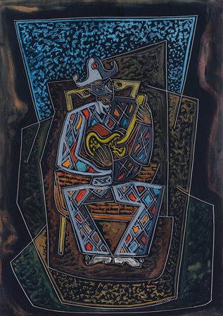 PIPPO ORIANI Torino 25/06/1909 - Roma 01/12/1972 Arlecchino seduto (periodo...