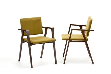 Franco Albini Coppia di sedie modello "PT1 Luisa". Produzione Poggi, Pavia, 1950