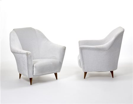 Ico Parisi Coppia di poltroncine con braccioli arrotondati e leggermente flessi