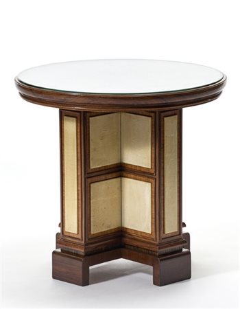 Gio Ponti Tavolino da salotto con piano circolare, sostegno a crociera su base a