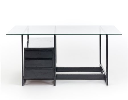 Giancarlo Palanti Scrivania da centro in tubolare metallico a sezione quadrata s