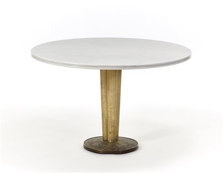 Guglielmo Ulrich Tavolo con piano circolare in marmo statuario di Carrara, bordo