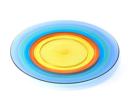 Vittorio Ferro Grande piatto da parata in vetro soffiato trasparente a cinque in