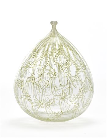 Lino Tagliapietra Vaso in vetro soffiato cristallo con inclusione di sottili fil
