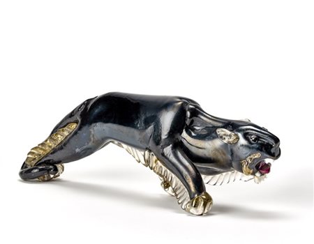 Flavio Poli "Pantera"
Scultura in pasta vitrea nera con applicazioni in vetro cr