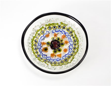 Umberto Bellotto Piatto a "murrine applicate". Esecuzione Artisti Barovier, Mura