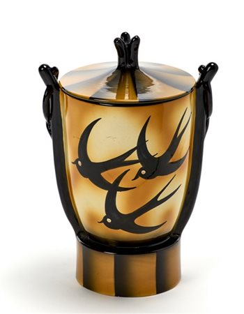 Rometti "Rondini"
Grande vaso biansato con coperchio. Umbertide, 1936. Ceramica