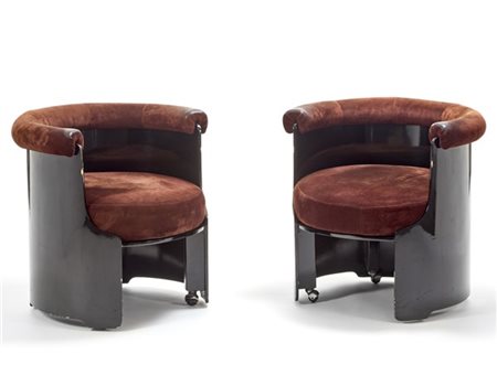 Luigi Caccia Dominioni Coppia di poltroncine su rotelle. Produzione Azucena, Mil