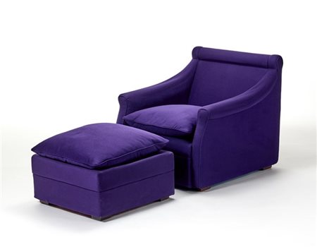 Luigi Caccia Dominioni Lotto composto da una poltrona e un pouf modello "P16 San