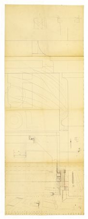 Carlo Scarpa "Negozio Olivetti a Venezia"
Foglio con al recto studi su eliocopia