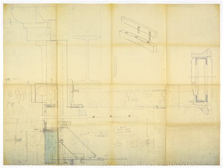 Carlo Scarpa "Negozio Olivetti a Venezia"Studi su eliocopia della sezione verti