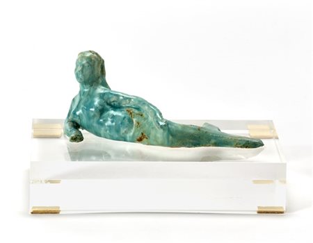 Pietro Melandri "Sirena"
Scultura in terracotta smaltata in verde e arancio/brun