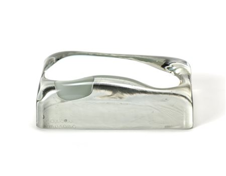 Barbini Svuotatasche in vetro massello trasparente incolore e lattimo. Murano, a