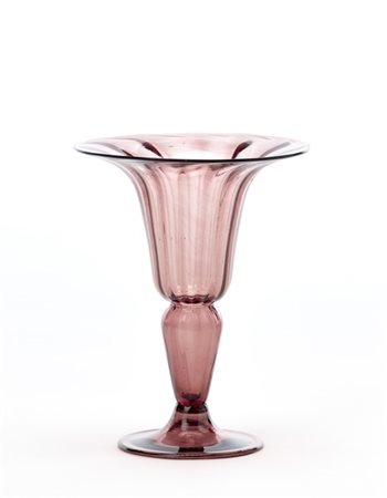 Manifattura di Murano Vaso in vetro soffiato ametista trasparente con base appli