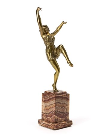 Maurice Guiraud-Rivière Scultura Déco in bronzo fuso e cesellato su base in marm