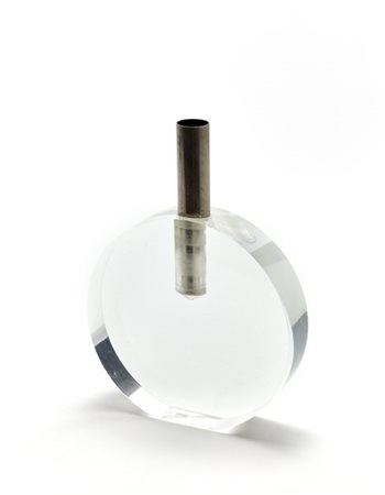 Gabriella Crespi Vaso soliflore in metacrilato trasparente incolore e ottone cro