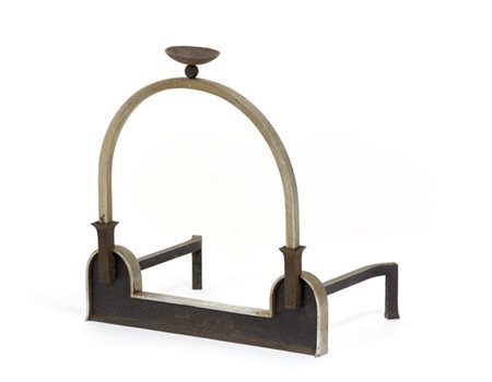 Maestro bergamasco Alare stile Novecento in metallo con parte anteriore ad arco.