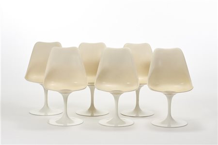 Eero Saarinen Sei sedie modello "Tulip". Produzione Knoll International, USA, di