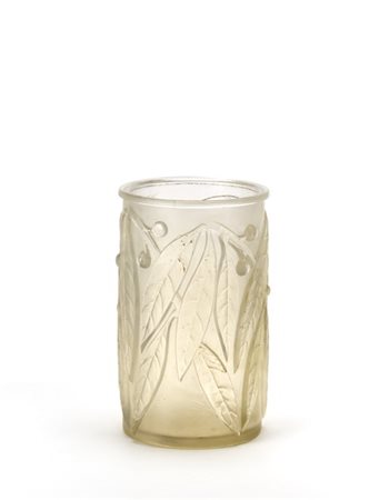 René Lalique Vaso cilindrico modello "Laurier". Francia. Modello creato nel 1922