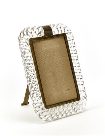 Venini Cornice portafoto in vetro trasparente incolore a torciglione con montatu