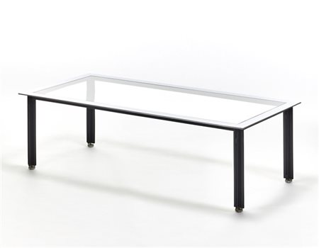 Luigi Caccia Dominioni Tavolo da salotto della serie "T10 Fasce Cromate". Produz