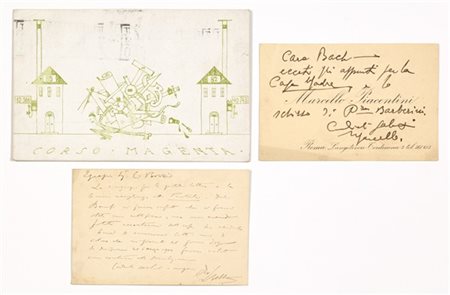 Lotto composto da tre biglietti da visita degli architetti Piero Portaluppi, Ma