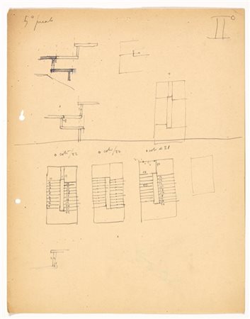 Gio Ponti "Modulo SPF "Montecatini""
Lotto composto da quindici fogli relativi a
