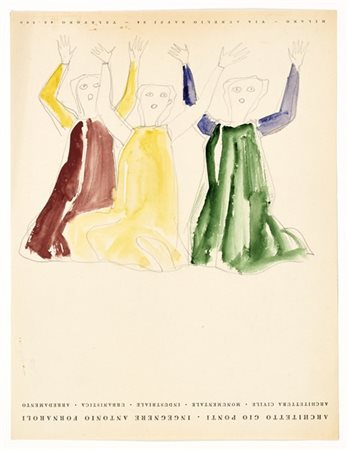 Gio Ponti Bozzetto per i costumi di scena per l'opera lirica "Orfeo ed Euridice"