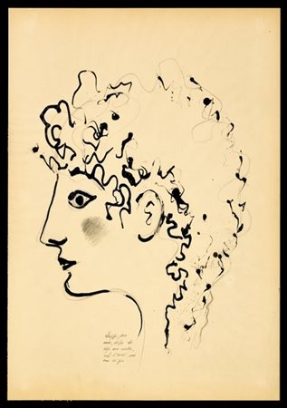 Gio Ponti Disegno raffigurante un profilo femminile, dedicato alla memoria di un