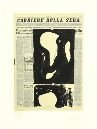 Jannis Kounellis (1936 - 2017) EDIZIONE NOTTURNA collage serigrafico, cm...