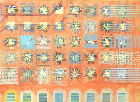 Tom Phillips (1937) LOOPSEEND WITH PORLOCK BAND tempera, gouache e china su...