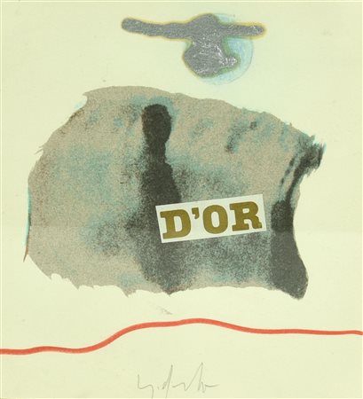 Sergio Dangelo (1932) D'OR tecnica mista e collage su cartoncino, cm 12,5x12...