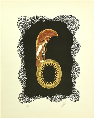 Ertè (1892 - 1990) ATENA litografia, cm 70x50 circa; es. 58/75 firma e tiratura
