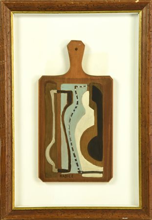Mario Radice (1898 - 1987) SENZA TITOLO olio su legno sagomato, cm 33,5x18...