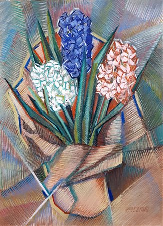 Umberto Balbo (attivo nel XX secolo) FIORI tecnica mista su cartone, cm 39x28...