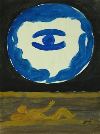 Virgilio Guidi (1891 - 1984) IMMAGINE NELLO SPECCHIO tempera e gouache su...