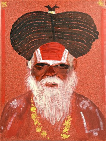 Aldo Mondino (1938 - 2005) SODHU 4 olio su linoleum, cm 80x60 sull retro:...