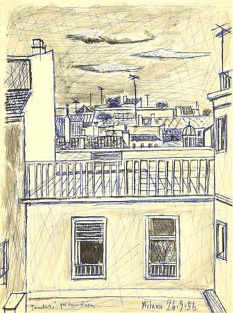 Orfeo Tamburi (1910 - 1994) MILANO penna e china acquarellata su cartoncino,...