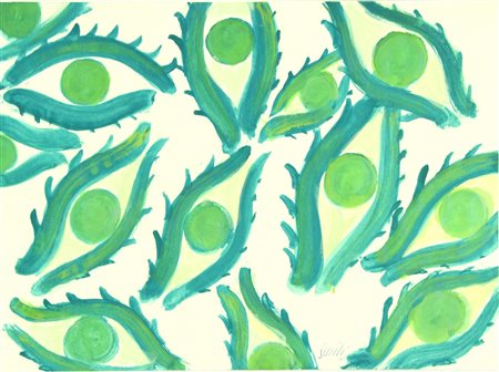 Virgilio Guidi (1891 - 1984) GRANDI OCCHI - VEGETAZIONE tempera e gouache su...