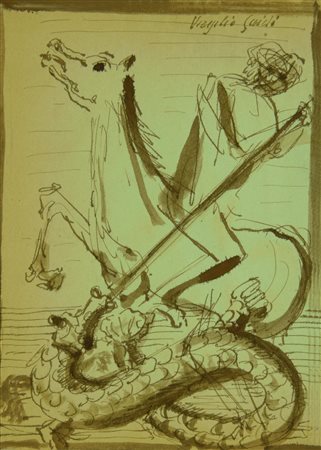 Virgilio Guidi (1891 - 1984) SAN GIORGIO china e acquerello su carta, cm...
