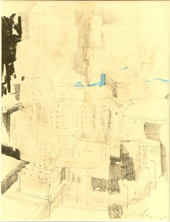 Velasco Vitali (1960) AZZURRO tecnica mista su carta, cm 27,5x20,5 firma sul...