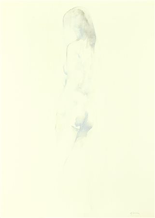 Giuseppe Ajmone (1923 - 2005) NUDO acquarello su carta, cm 51x36,5 firma