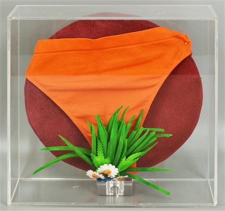 Piero Gilardi (1942) EROS multiplo entro teca in plexiglass, cm 20x15x6,5;...