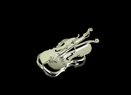 Arman (1928 - 2005) SPILLA- CIONDOLO. VIOLONCELLO in argento 925, gr. 42, cm...