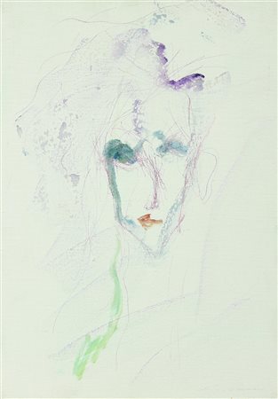 Ernesto Treccani (1920 - 2009) VOLTO tecnica mista su tela, cm 50x35 firma...