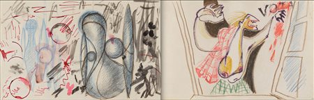 Enrico Prampolini Studio, 1955 ca matita, matite colorate ed acquerello su...