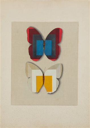 Jiri Kolar Albers, 1970 collage su carta cm 23x29,5 Timbro con sigla JK e...