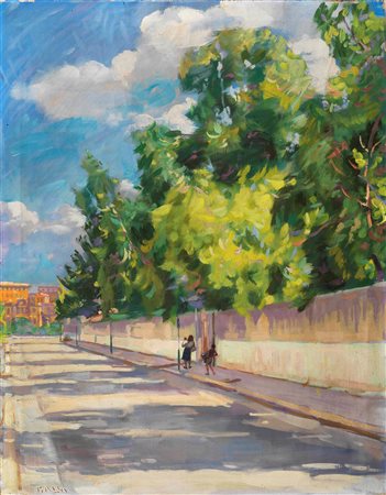 Giacomo Balla Non più silenzio; Il ragazzino suona l’organetto, 1947 olio su...