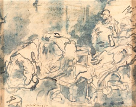 Emilio Vedova Operazione chirurgica, 1938 tecnica mista su carta intelata cm...